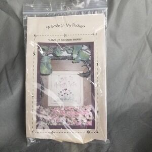 Granny's Attic Love Is‎ Spoken Here Cross Stitch Kit Tea Dyed Muslin Fat Quarter